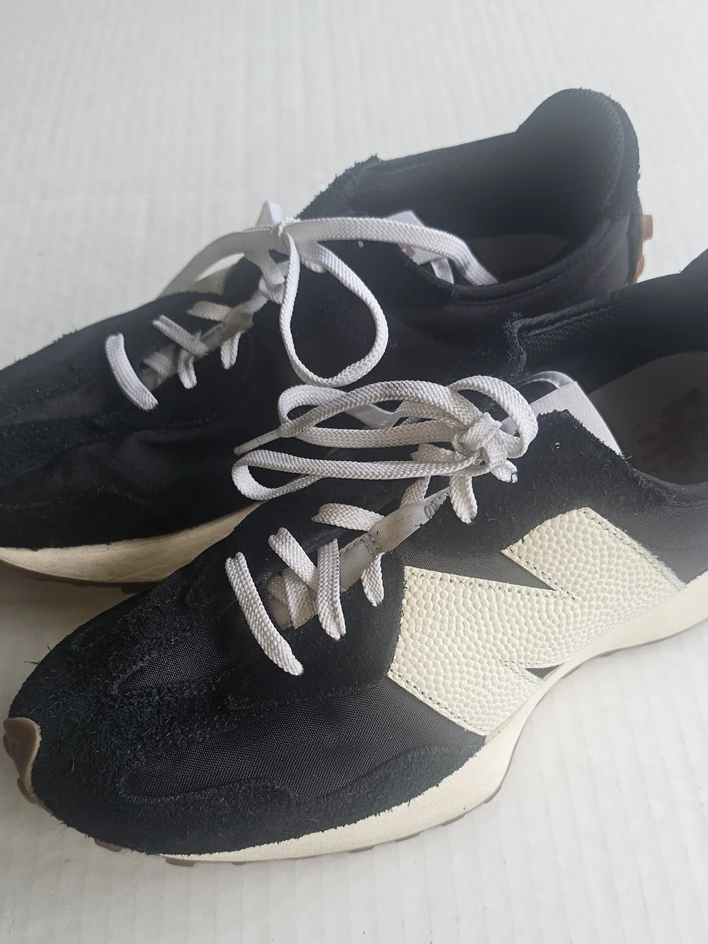 New Balance Black and Cream Retro Runner Sneakers